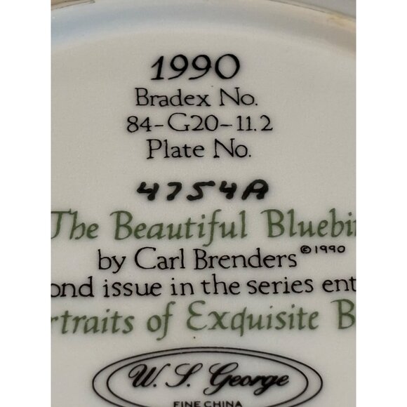 Vtg Portraits of Exquisite Birds The Beautiful Bluebirds Bradex Collector Plate - Picture 8 of 8